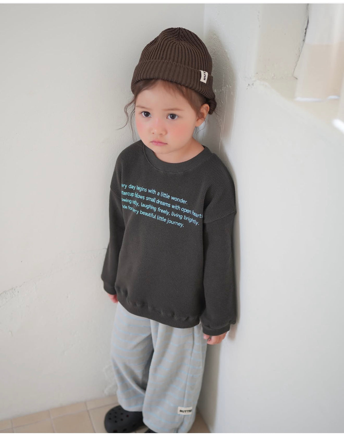 Korean Kidswear | Buttercup Little Journey Waffle Sweatshirt