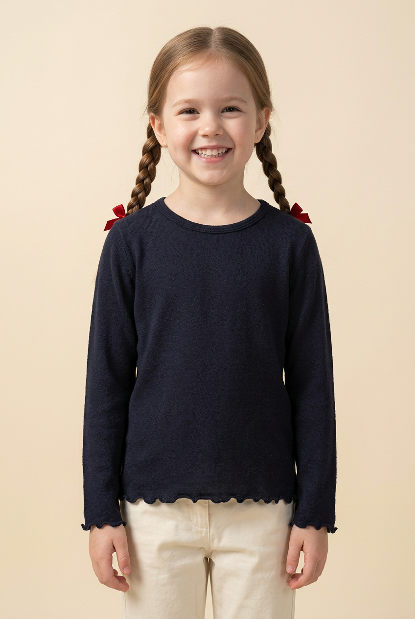 Ruffle Hem Long Sleeve Top alternate view 2 by Mini Kelly