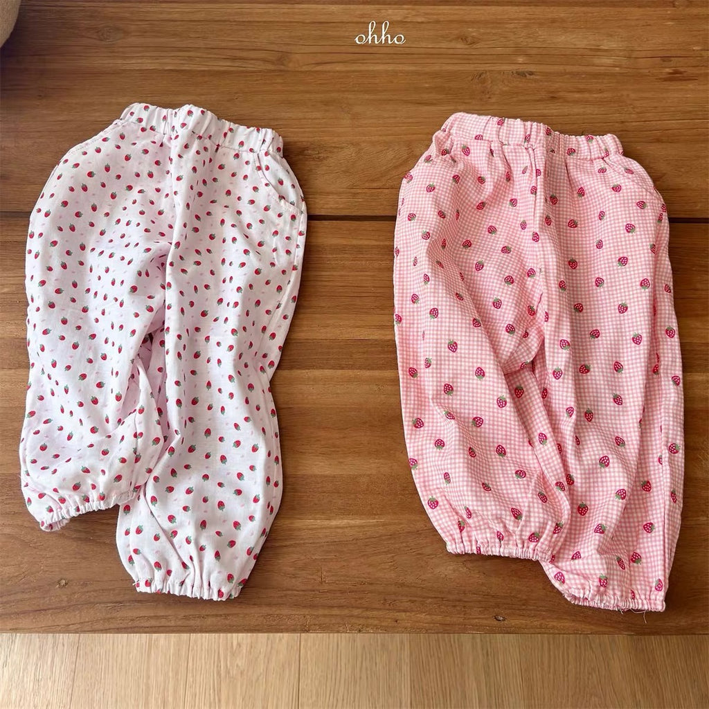 Korean Kidswear | Strawberry Print Baby Jogger Pants - 2 Colors