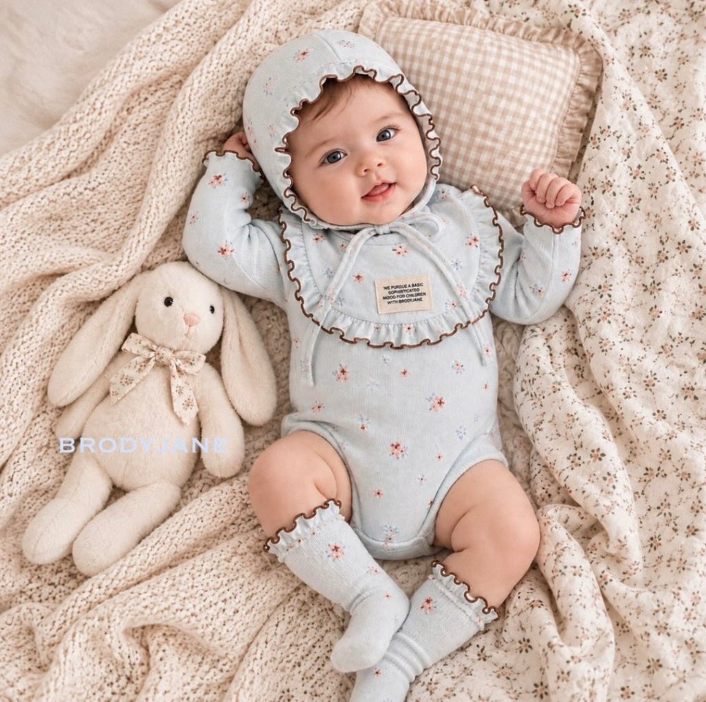 Korean Kidswear | BRODYJANE Baby Floral 4-Piece Set - Blue