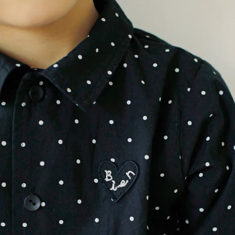 Korean Kidswear | BIEN A BIEN Heart Dot Cotton Shirt