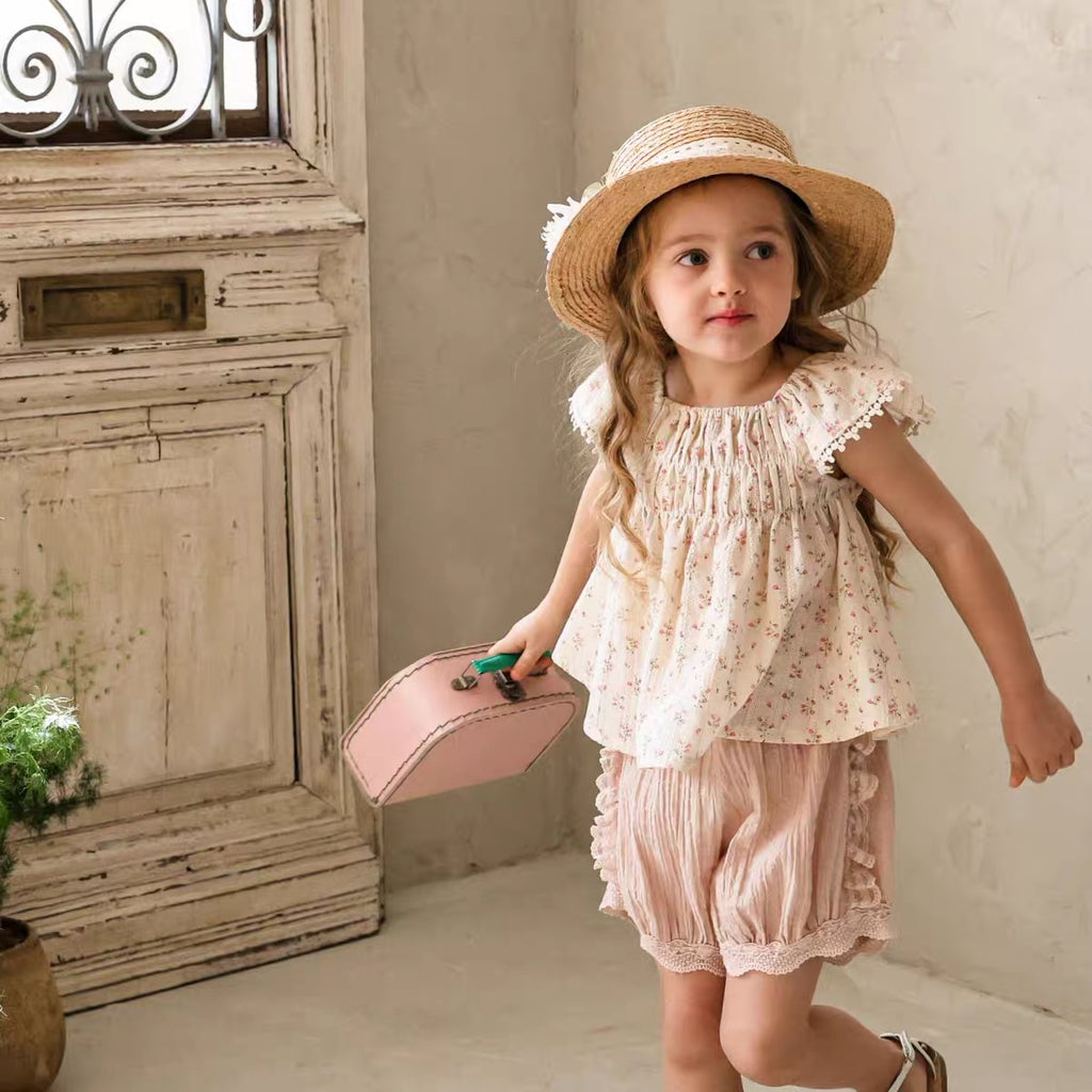Korean Kidswear - Lace Trim Bloomer Shorts