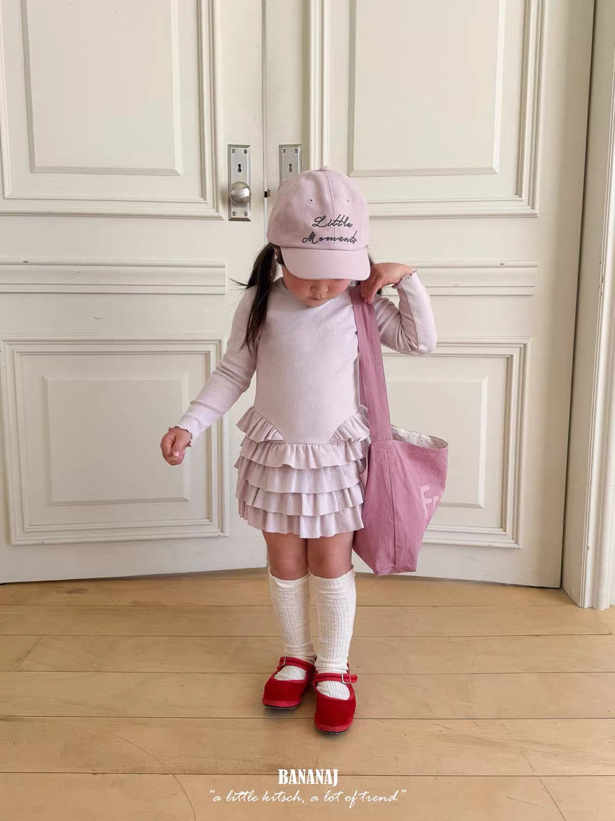 Korean Kidswear | Ribbed Tiered Ruffle Long Sleeve Dress