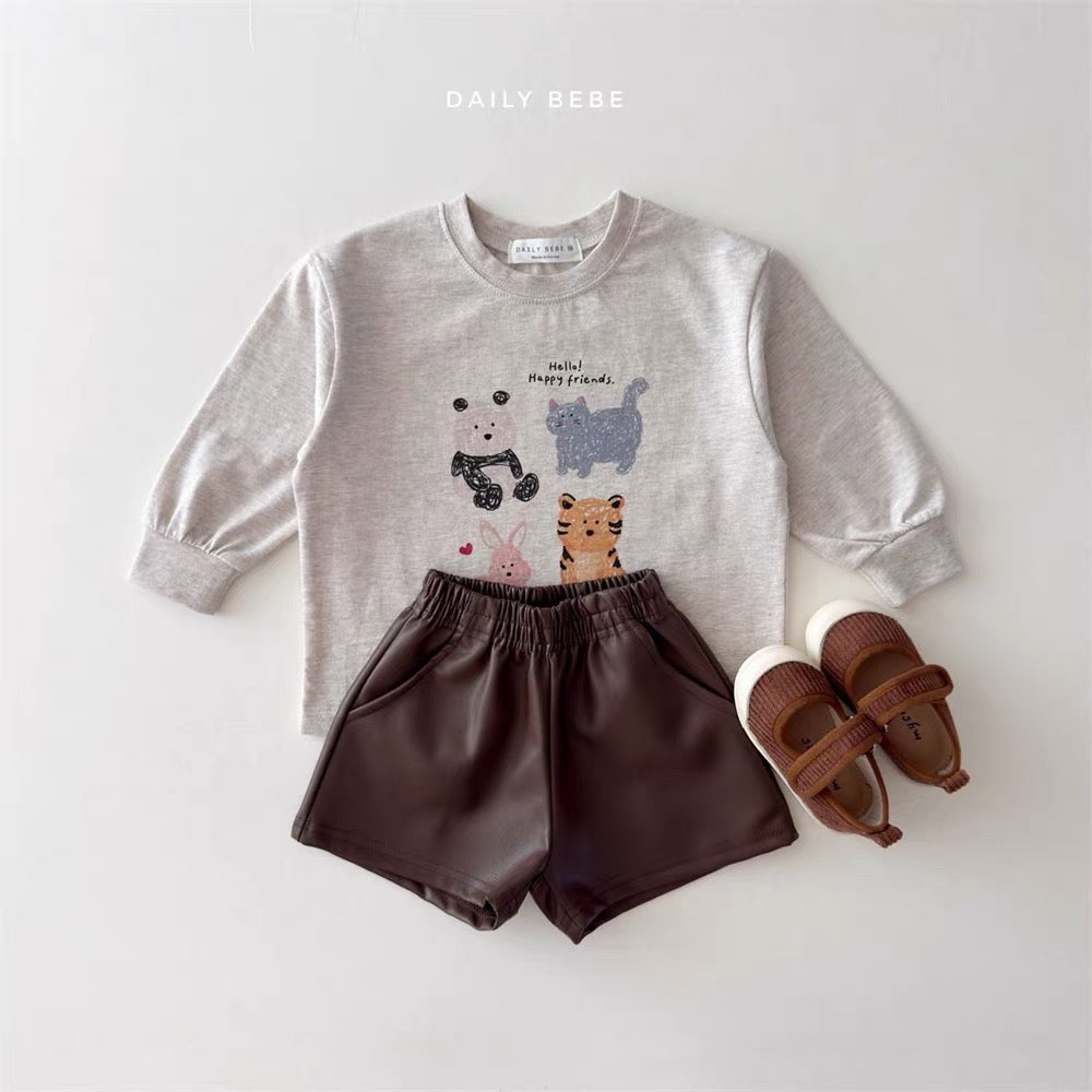 Korean Kidswear | DAILY BEBE Happy Friends Graphic Long Sleeve Top