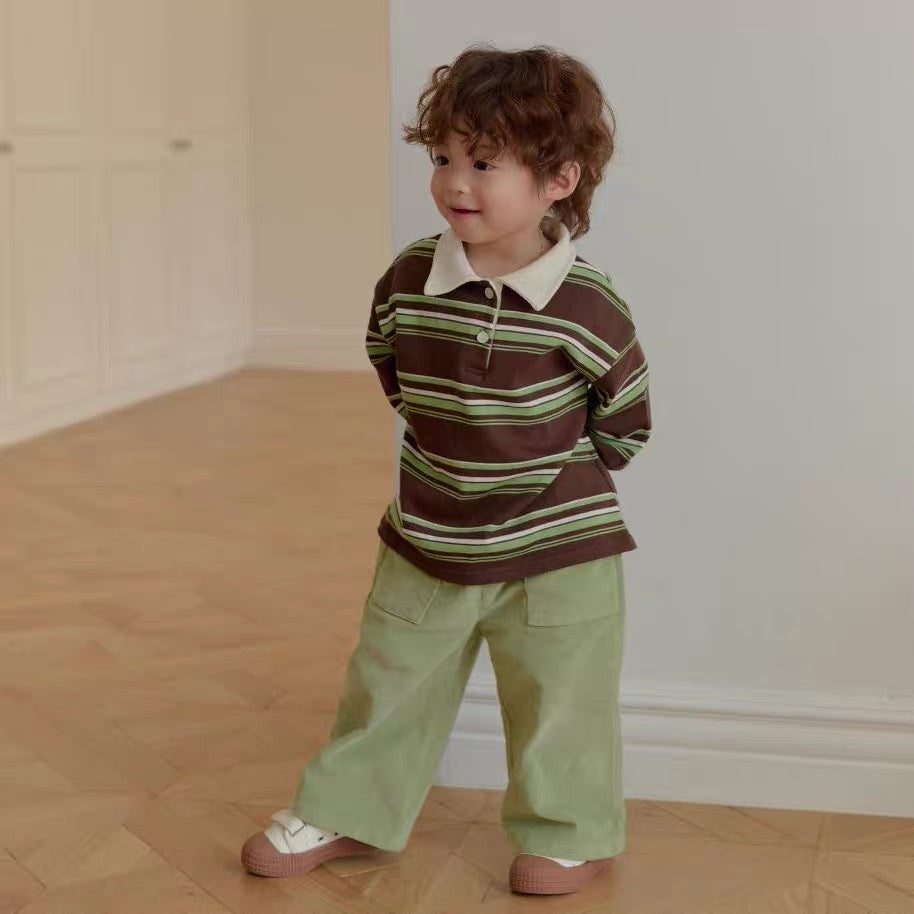 Korean Kidswear | DAILY BEBE Stripe Rugby Polo Top