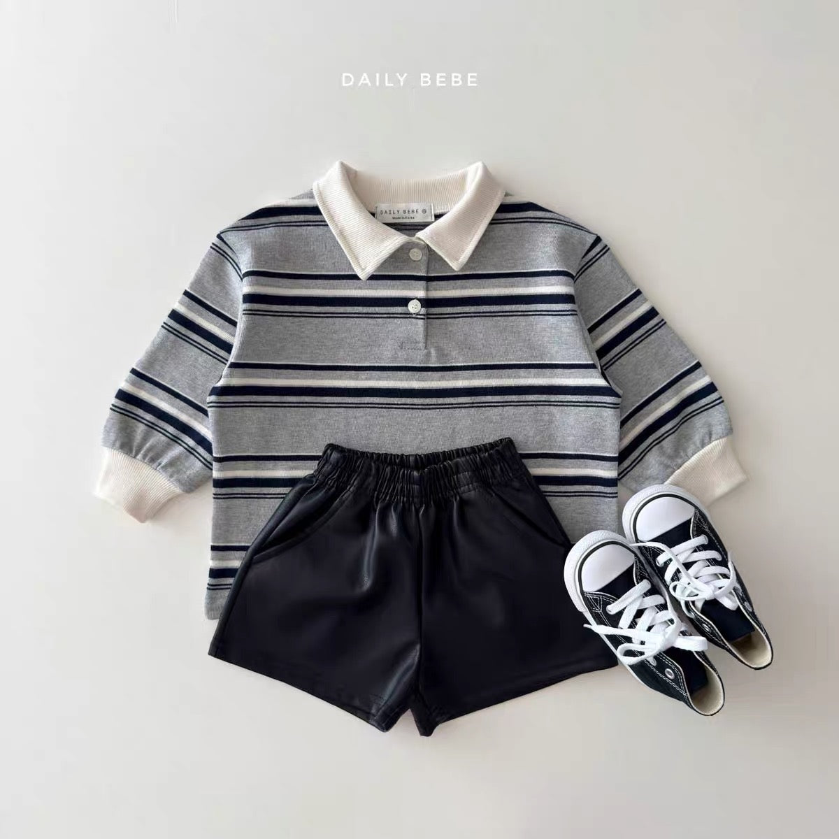 Korean Kidswear | DAILY BEBE Stripe Rugby Polo Top