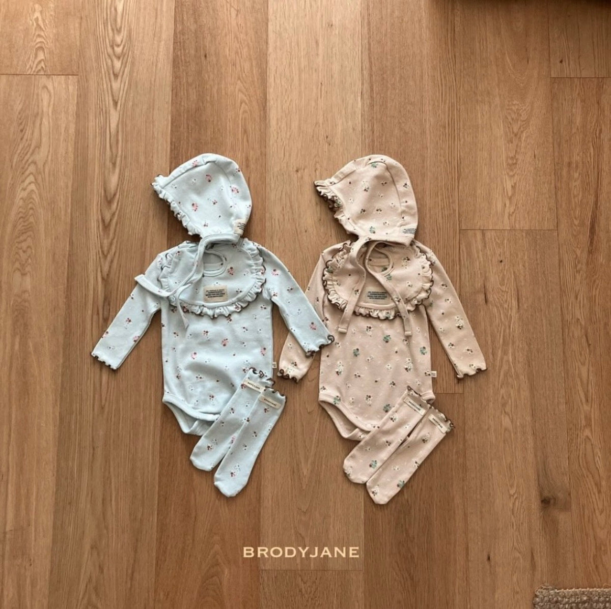 Korean Kidswear | BRODYJANE Baby Floral 4-Piece Set - Blue