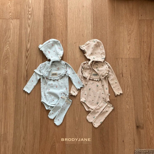 Korean Kidswear | BRODYJANE Baby Floral 4-Piece Set - Blue