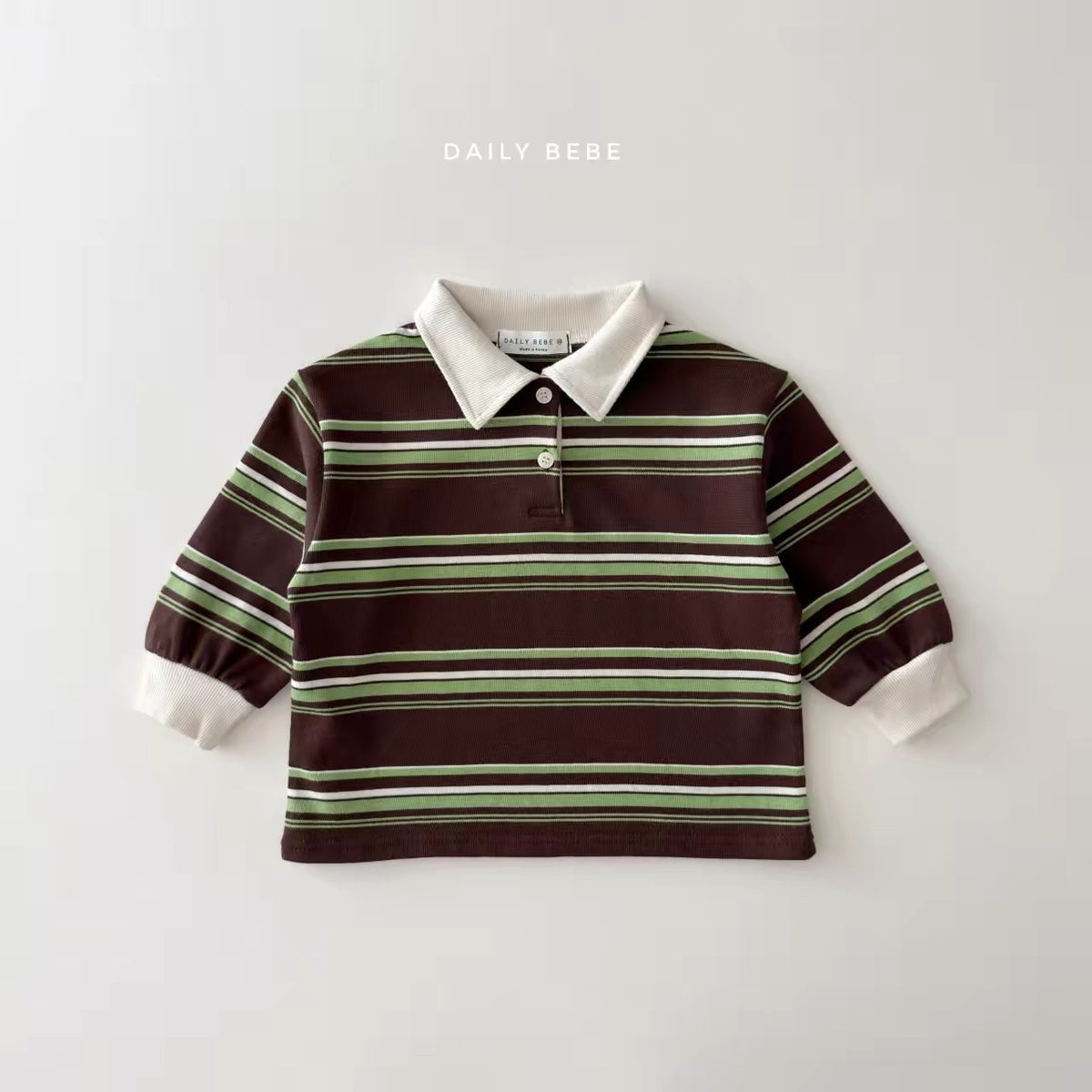 Korean Kidswear | DAILY BEBE Stripe Rugby Polo Top