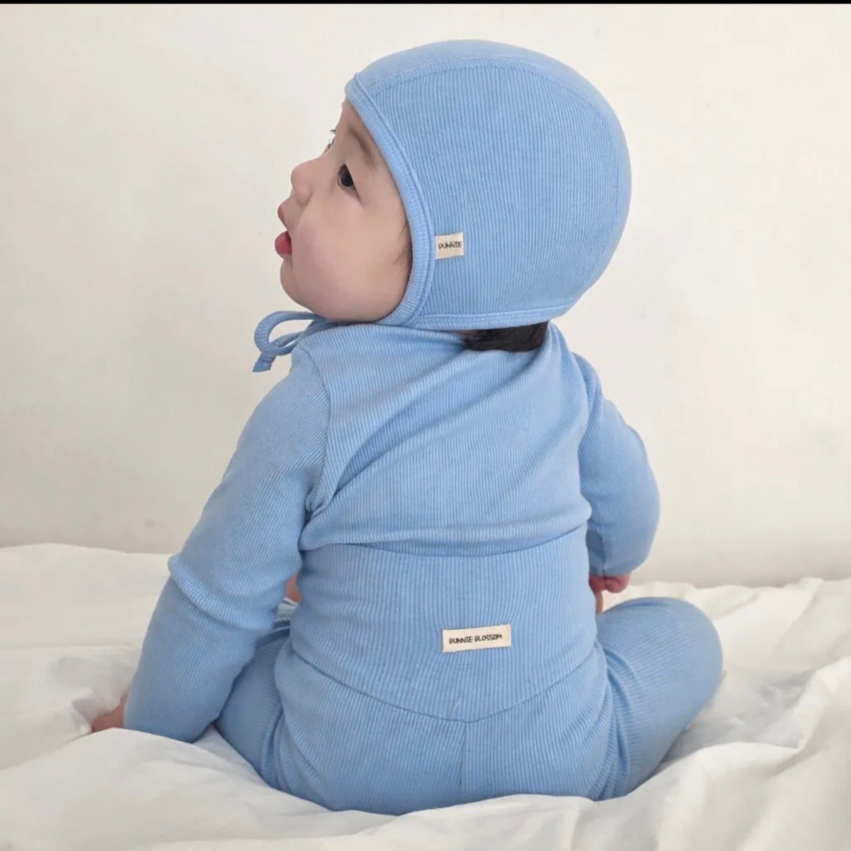 Banana Blossom Baby Cotton Ribbed Pajama Set - Blue