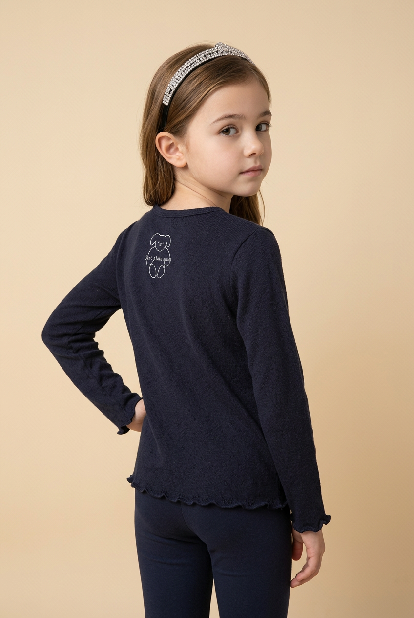 Ruffle Hem Long Sleeve Top by Mini Kelly