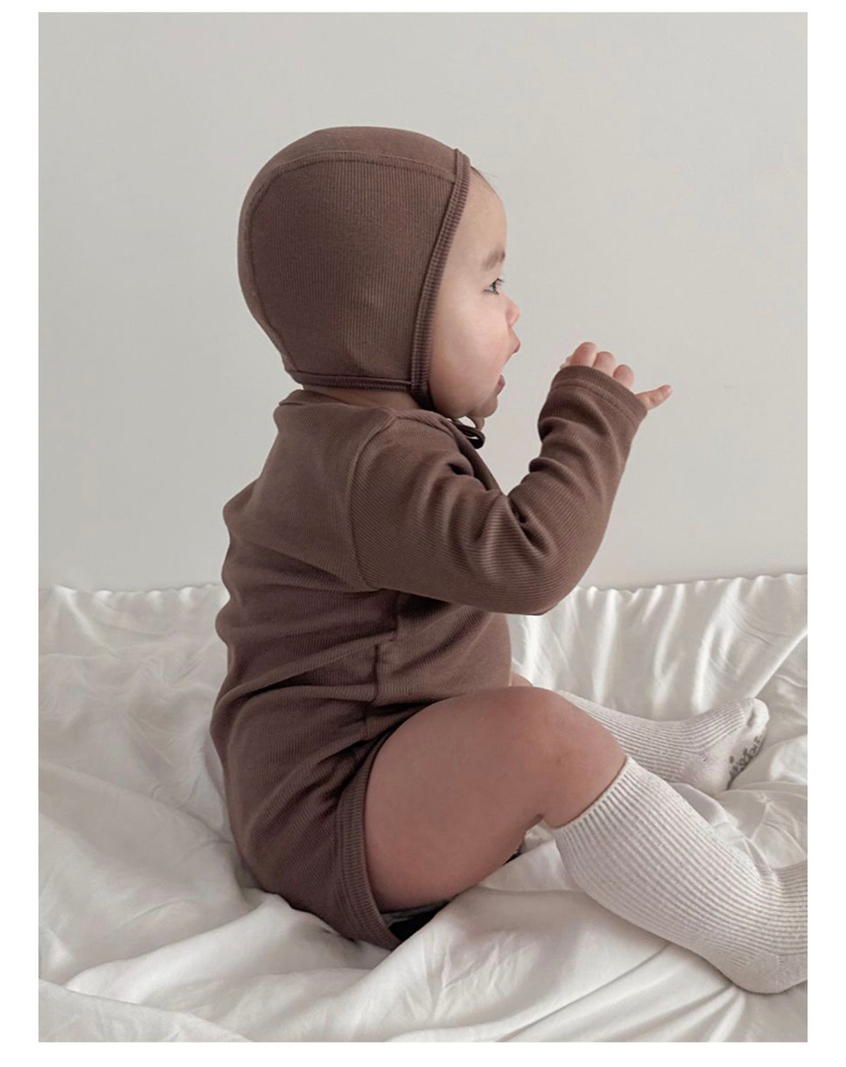 Banana Blossom Baby Cotton Ribbed Pajama Set - Brown