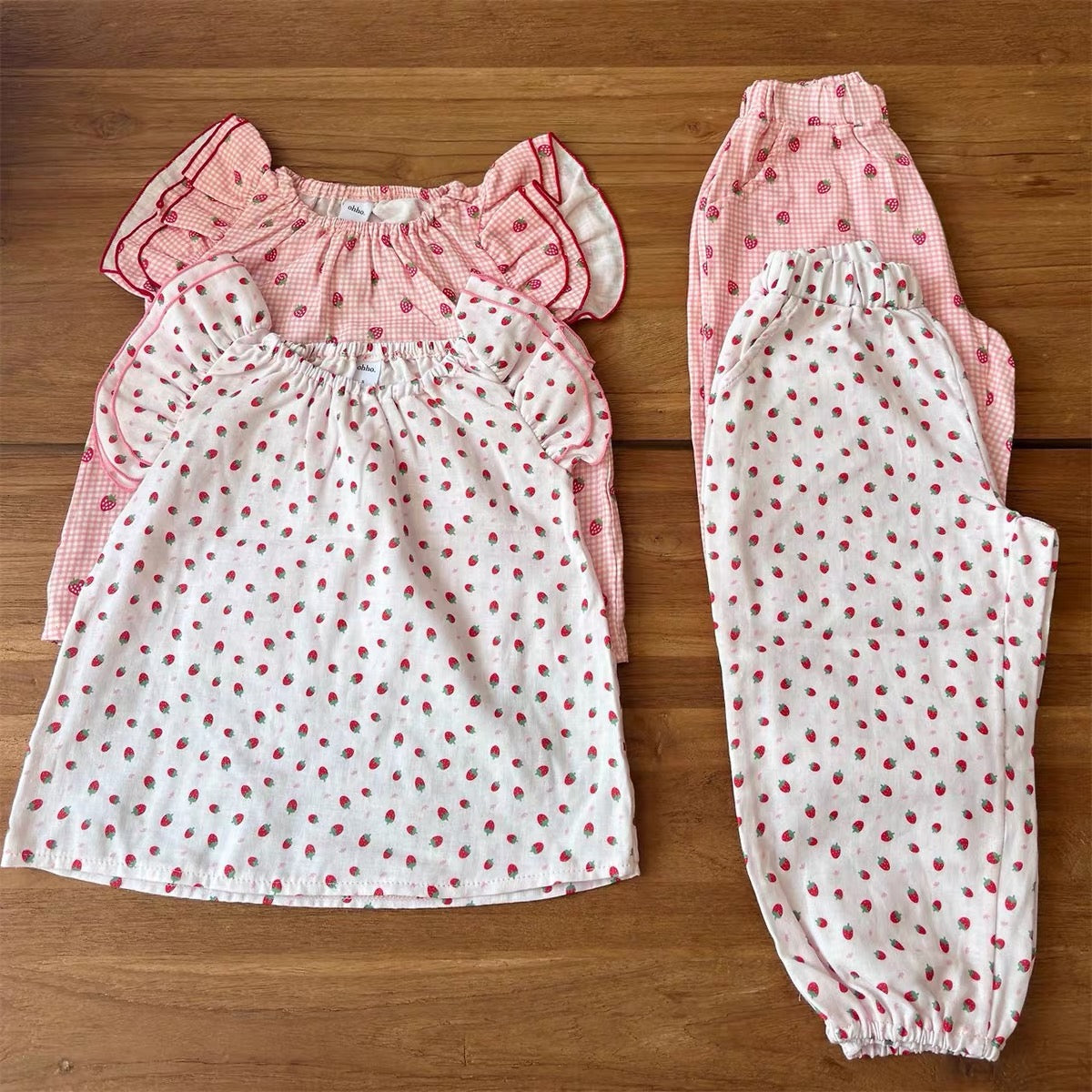 Korean Kidswear | Strawberry Print Baby Jogger Pants - 2 Colors