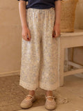 Korean Kidswear | Vintage Floral Lace Wide-Leg Pants