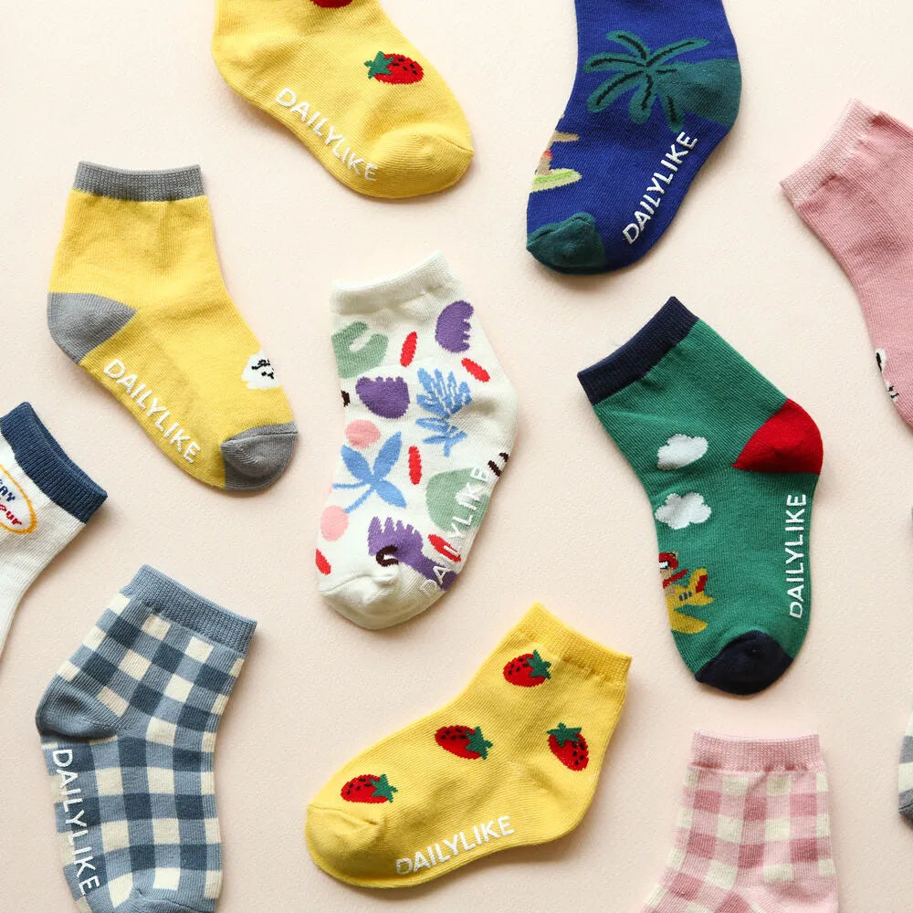 Korean Kidswear | Colorful Pattern Kids Socks 6-Pack Gift Set