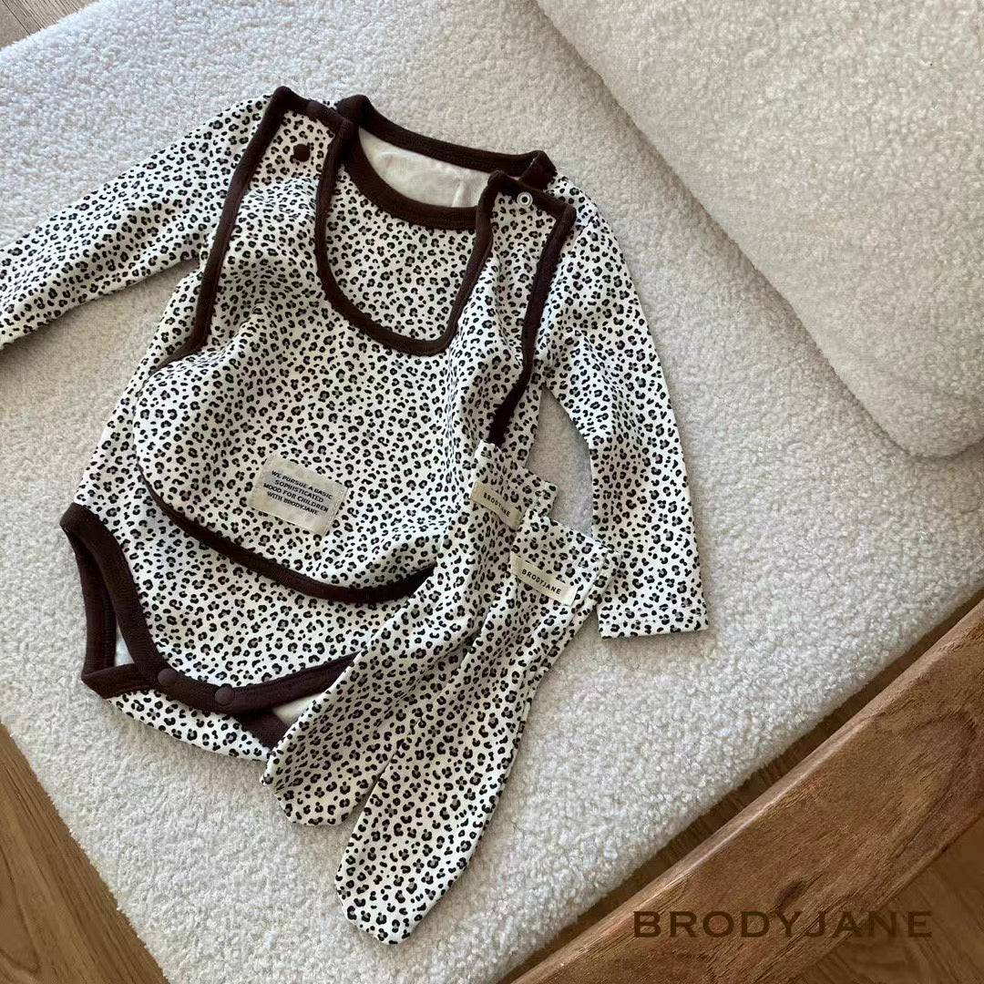 Korean Kidswear | BRODYJANE Baby Leopard Print 4-Piece Set