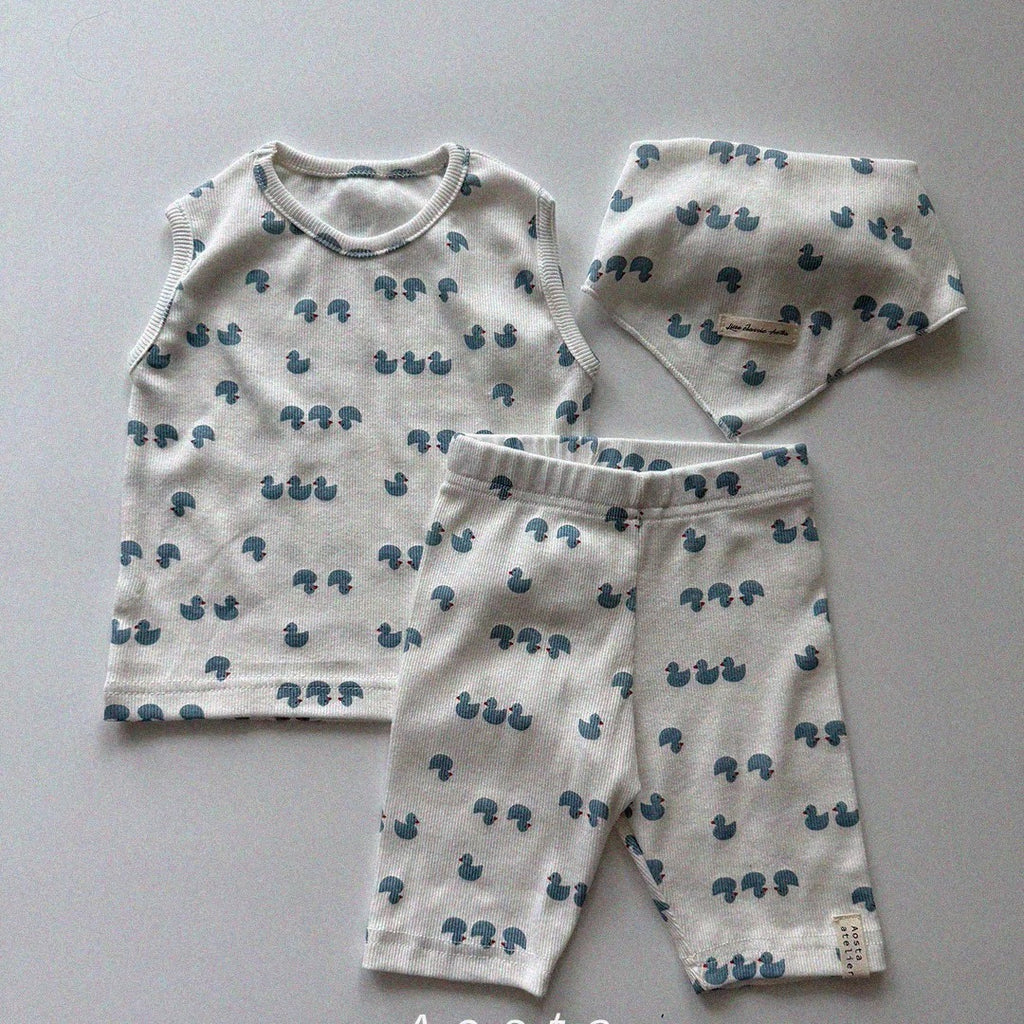 Korean Kidswear | Duck Print Ribbed Tank Top