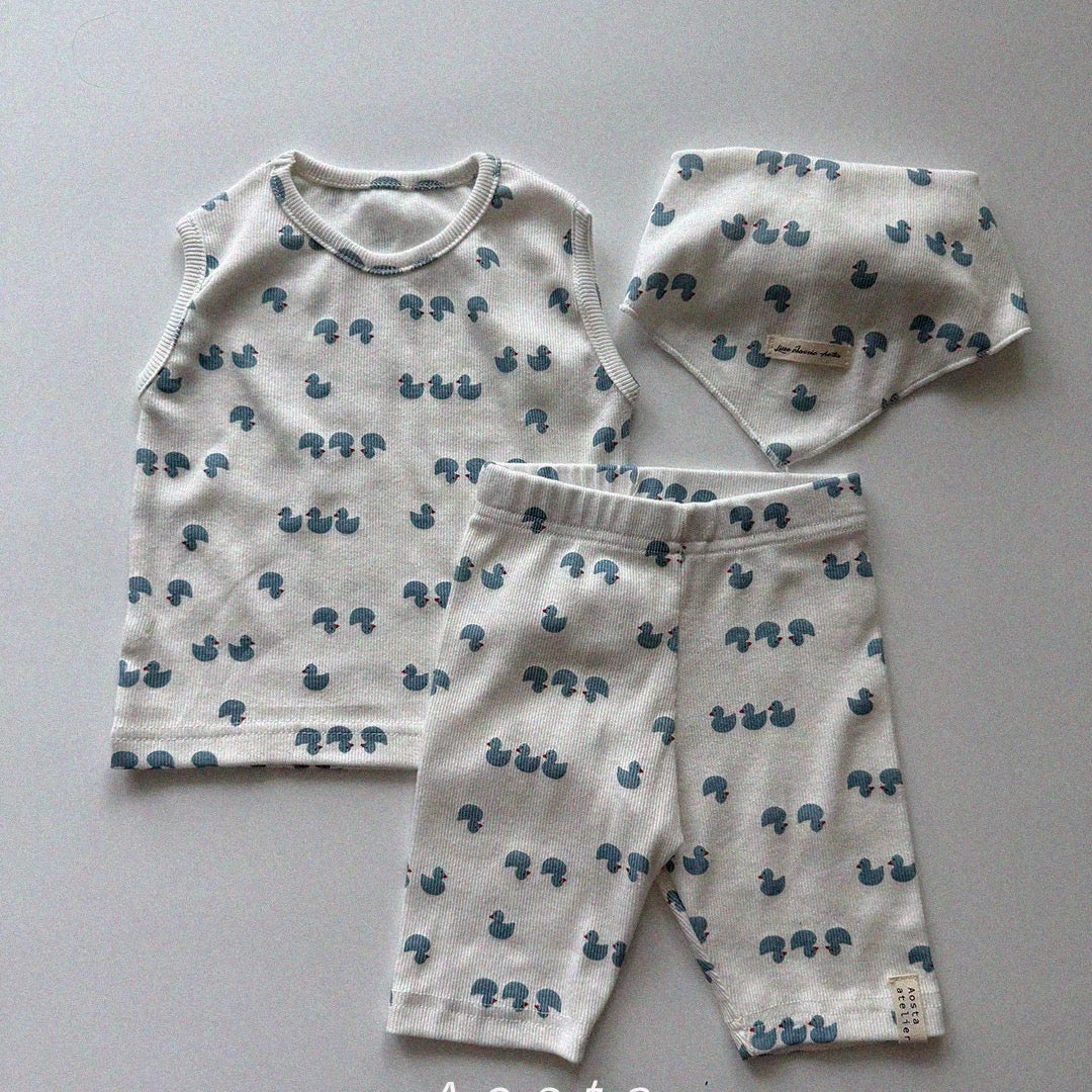 Korean Kidswear | Duck Print Ribbed Tank Top