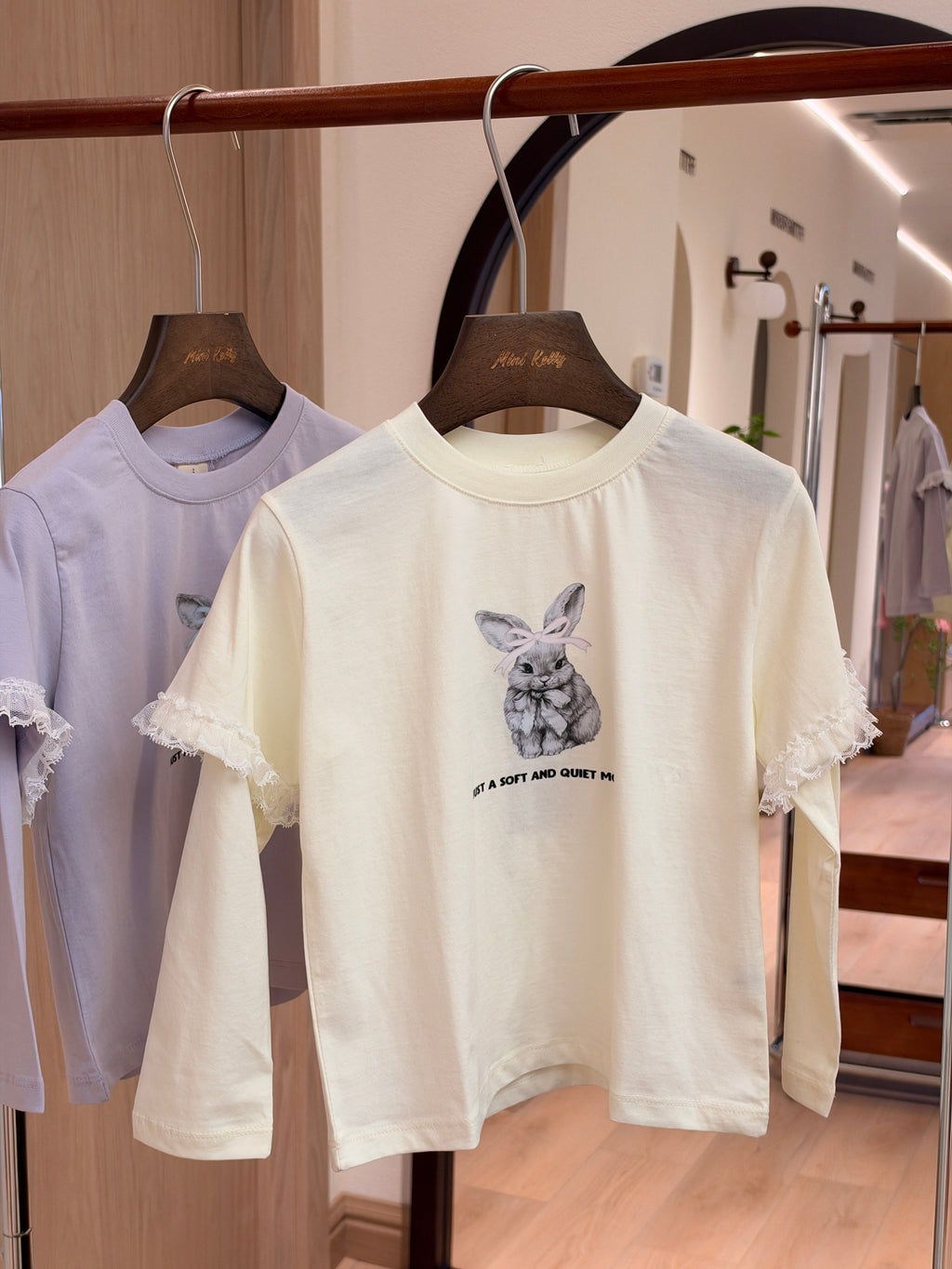 Korean Kidswear | Bunny Lace Long Sleeve Ivory Tee