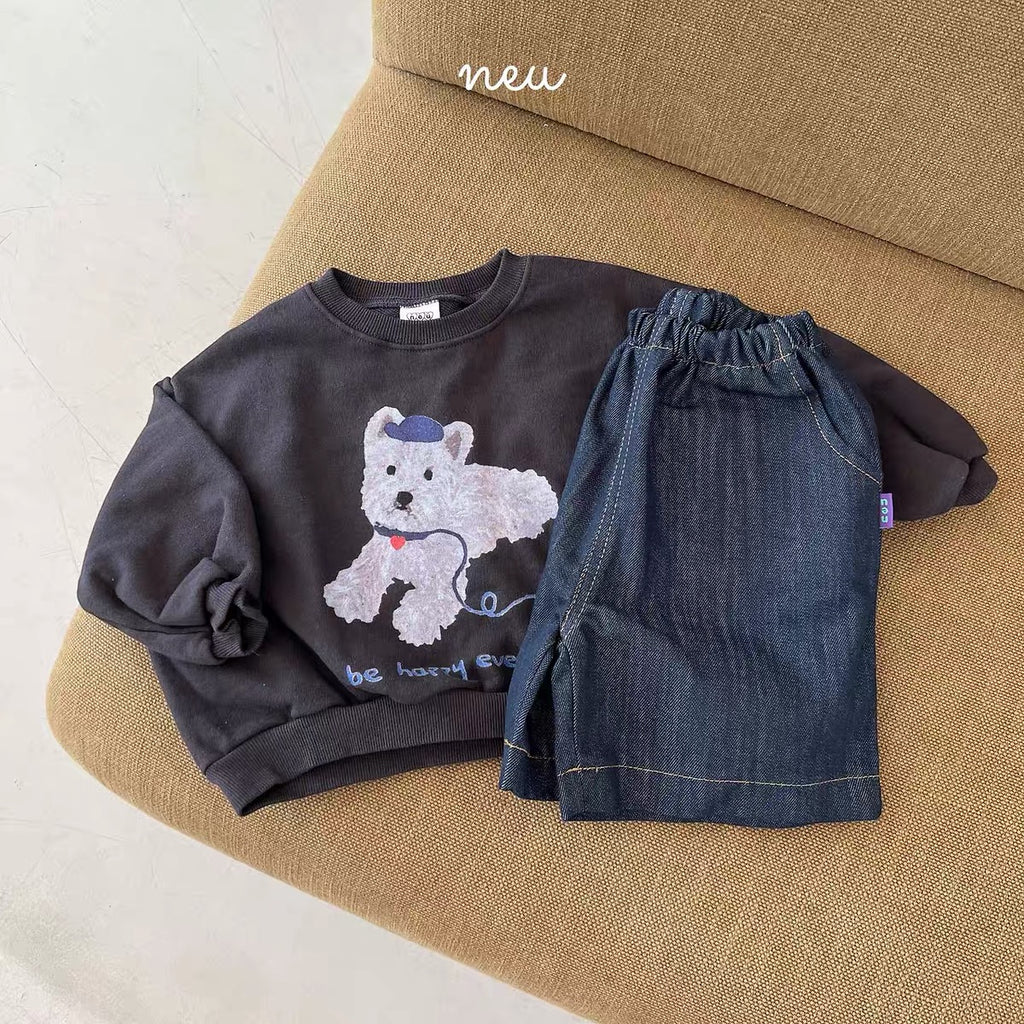Korean Kidswear | Puppy Graphic Oversized Sweatshirt
