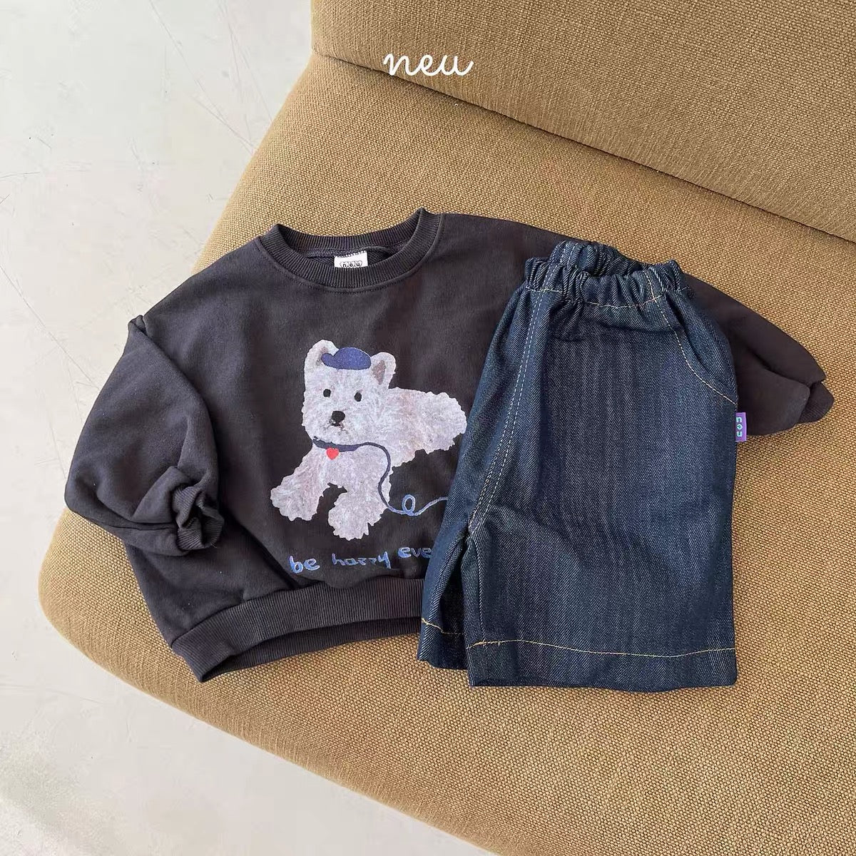 Korean Kidswear | Puppy Graphic Oversized Sweatshirt