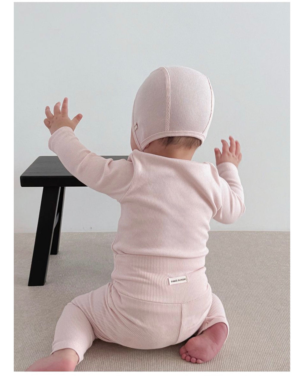 Banana Blossom Baby Cotton Ribbed Pajama Set - Pink