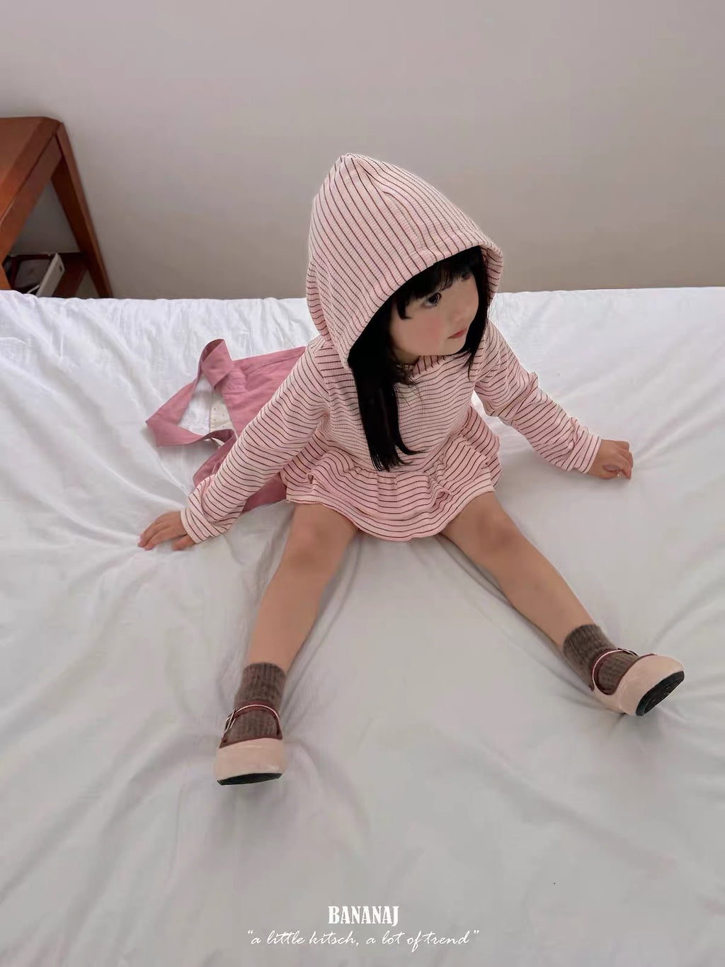 Korean Kidswear | Striped Ruffle Hoodie & Shorts Set