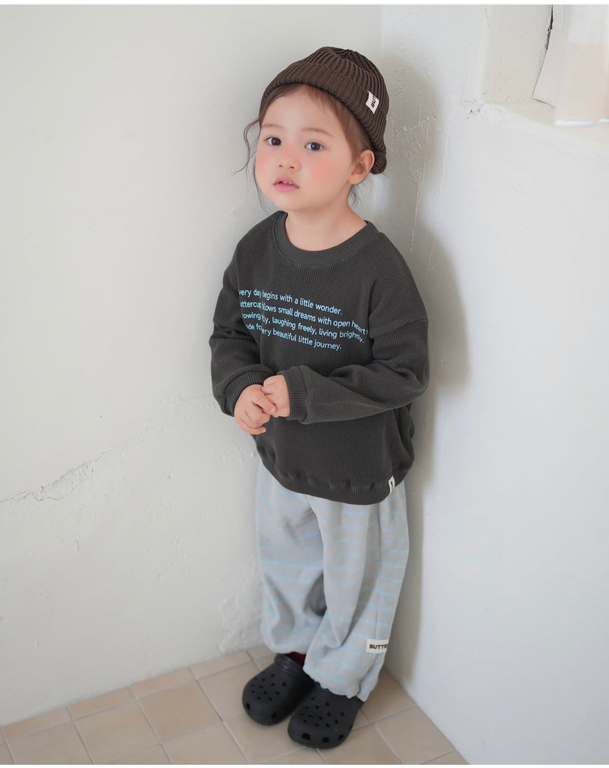 Korean Kidswear | Buttercup Little Journey Waffle Sweatshirt
