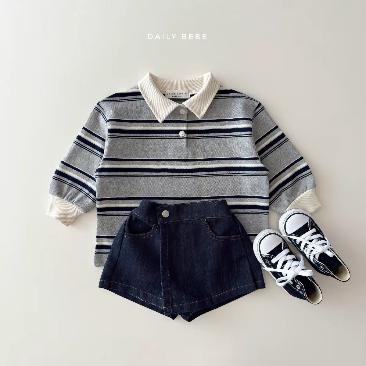 Korean Kidswear | DAILY BEBE Stripe Rugby Polo Top