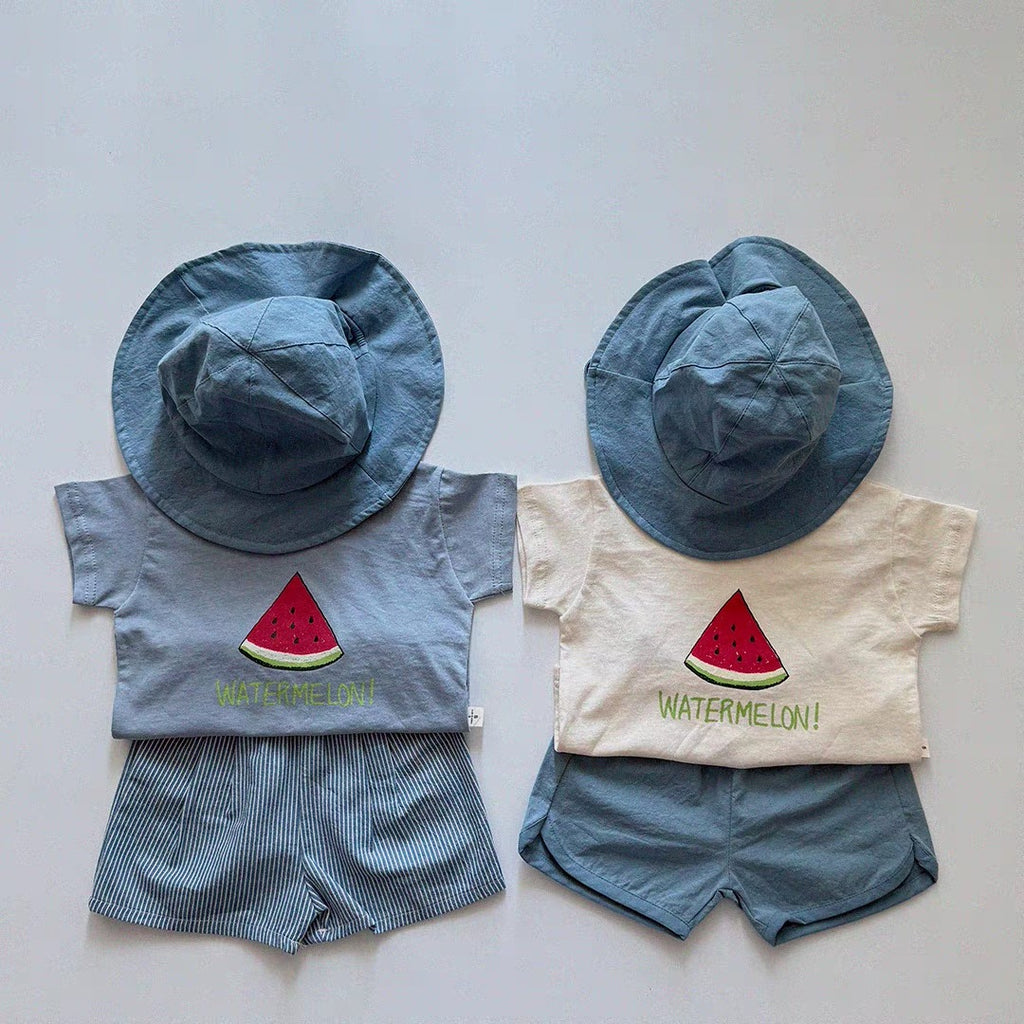 Korean Kidswear | Wide Brim Sun Blue Hat
