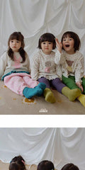 Korean Kidswear Floral Bear & Cat Long Sleeve Tee