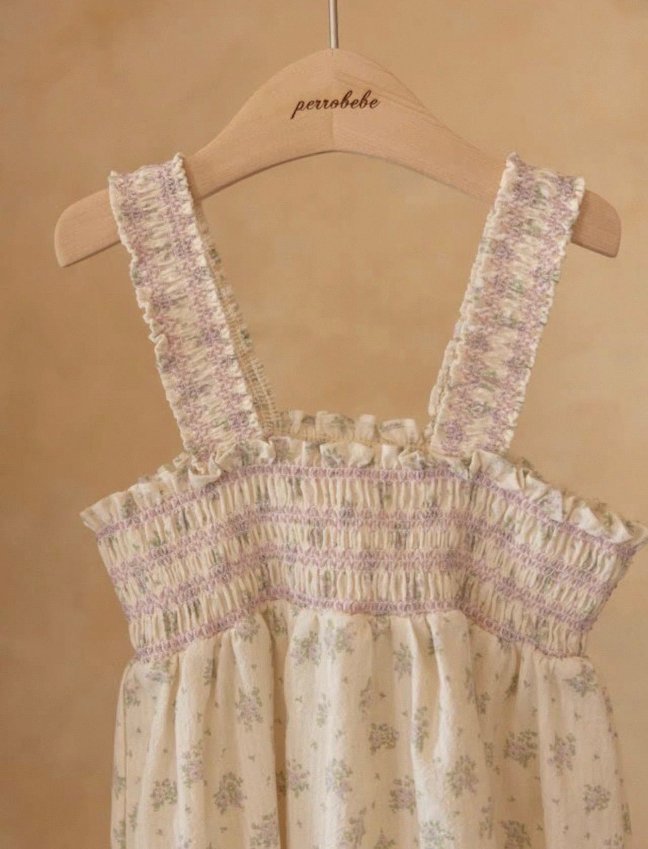 Korean Kidswear | Floral Smocked Purple Sun dress