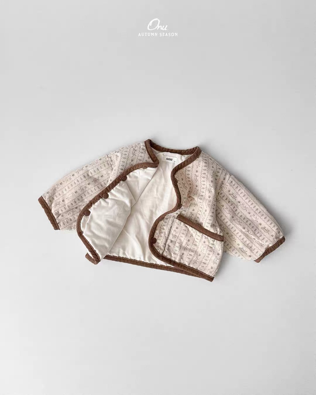 Korean Kidswear | ONU Quilted Printed Jacket – Beige