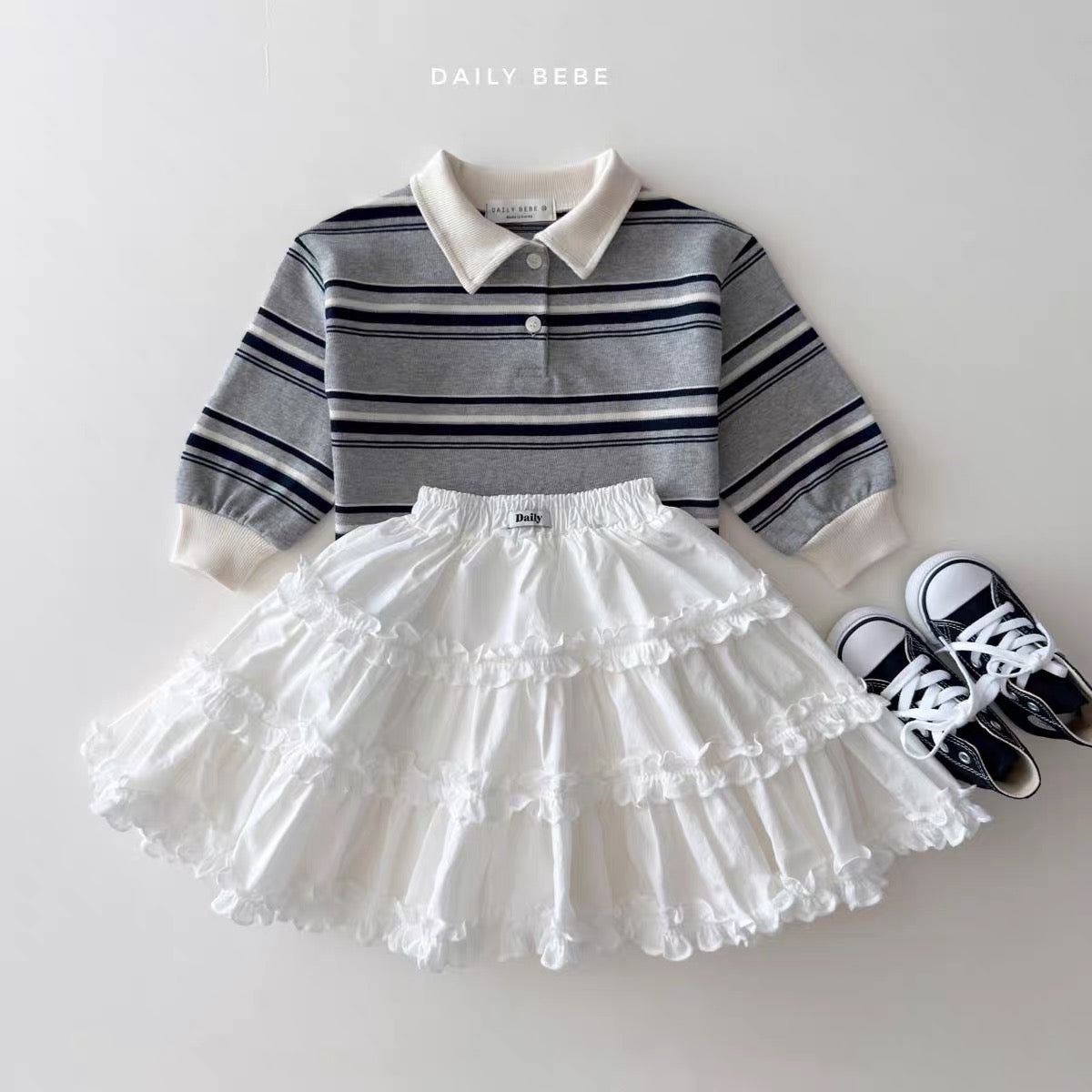 Korean Kidswear | DAILY BEBE Stripe Rugby Polo Top