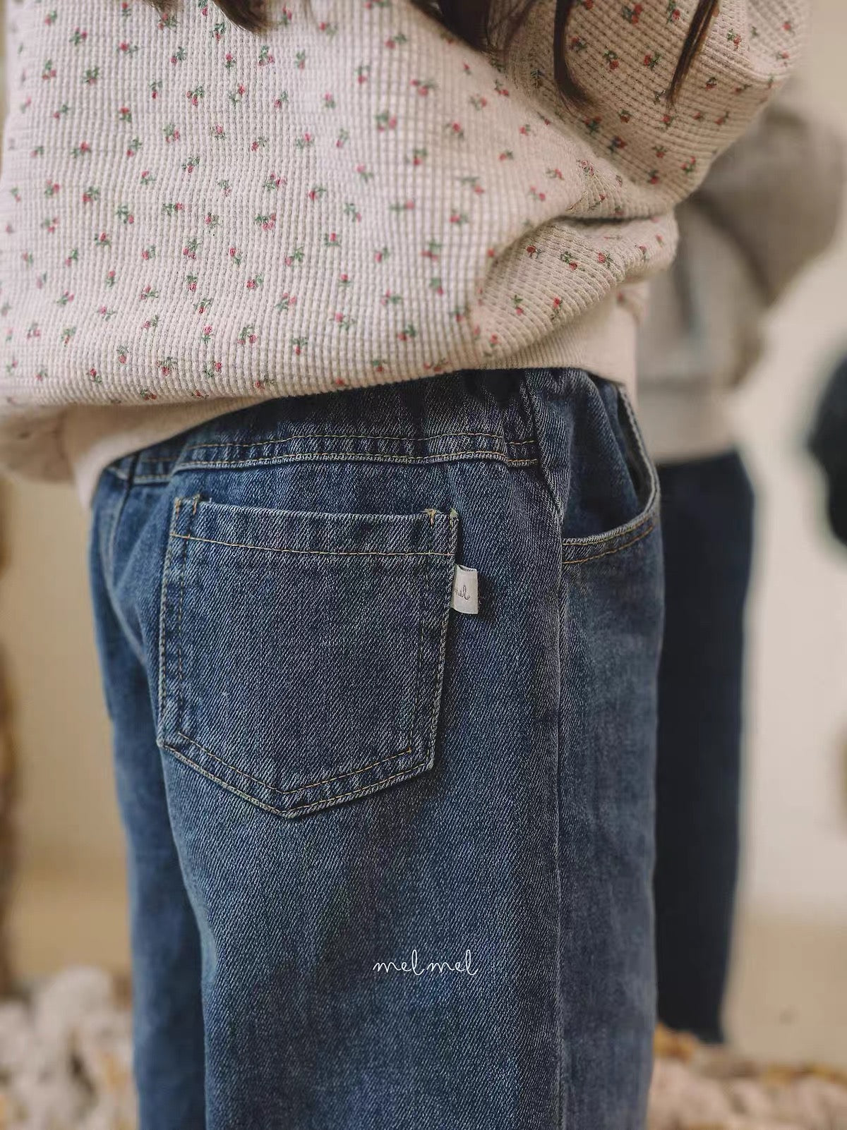 Korean Kidswear Washed Wide Leg Jeans – Blue