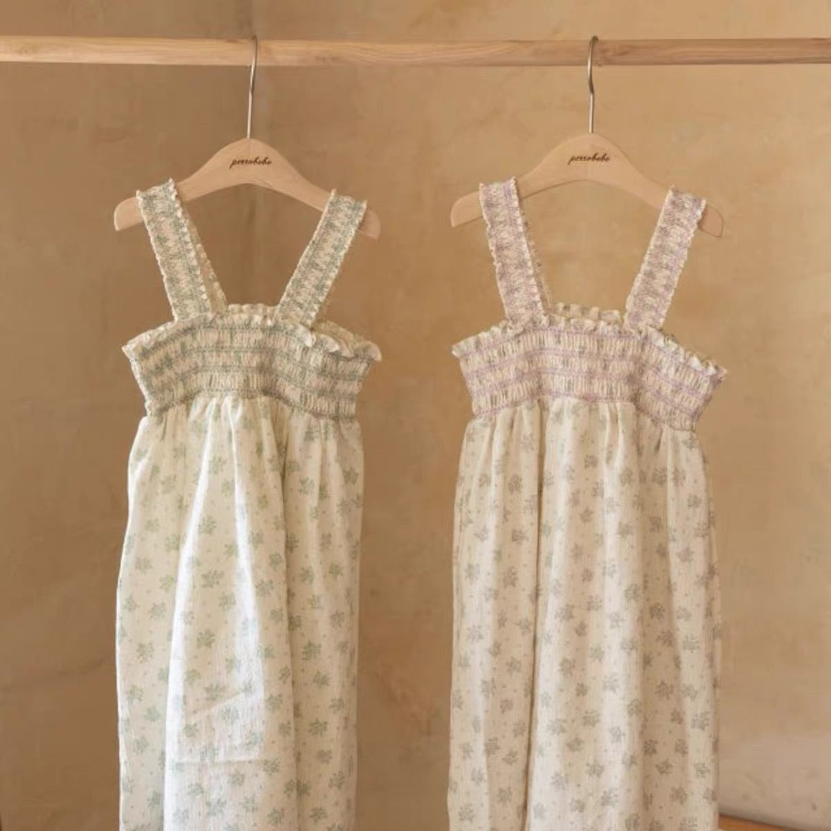 Korean Kidswear | Floral Smocked Purple Sun dress