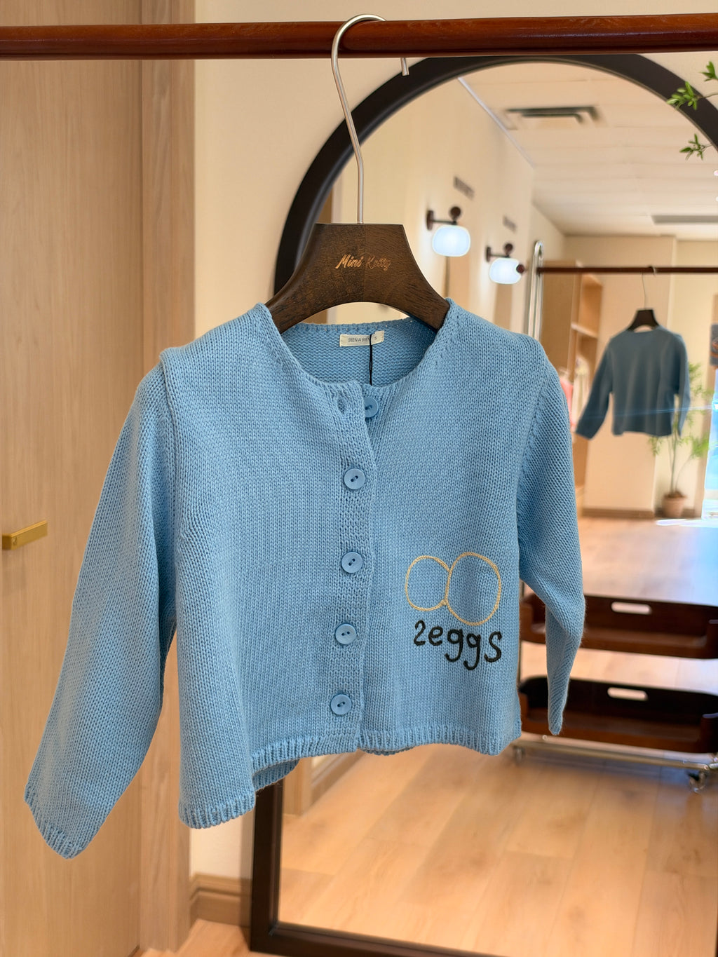 Korean Kidswear | BIEN A BIEN Blue Embroidered Knit Cardigan
