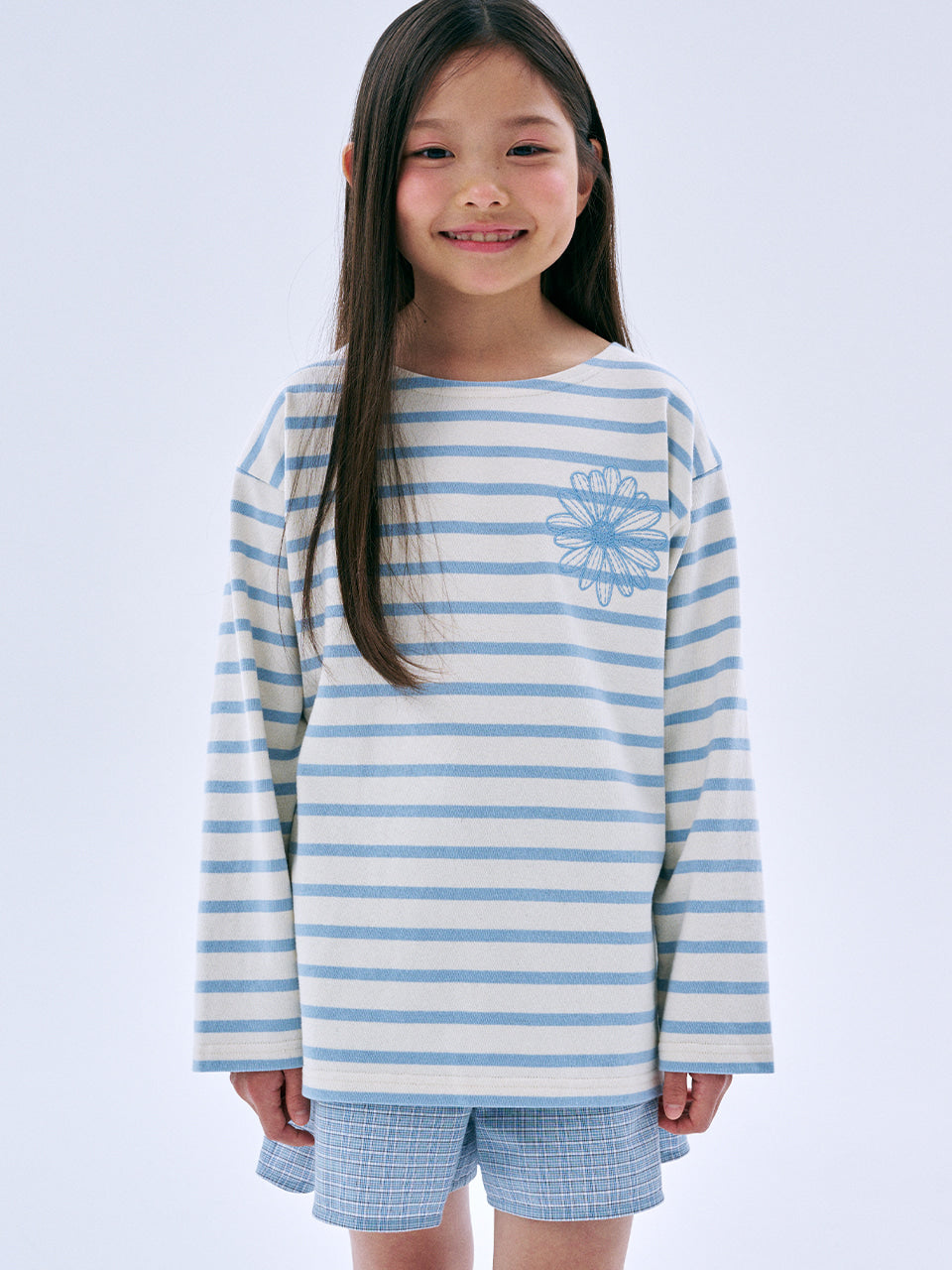 Mardi Mercredi Kids Striped Long Sleeve Tee – Blue by Mini Kelly
