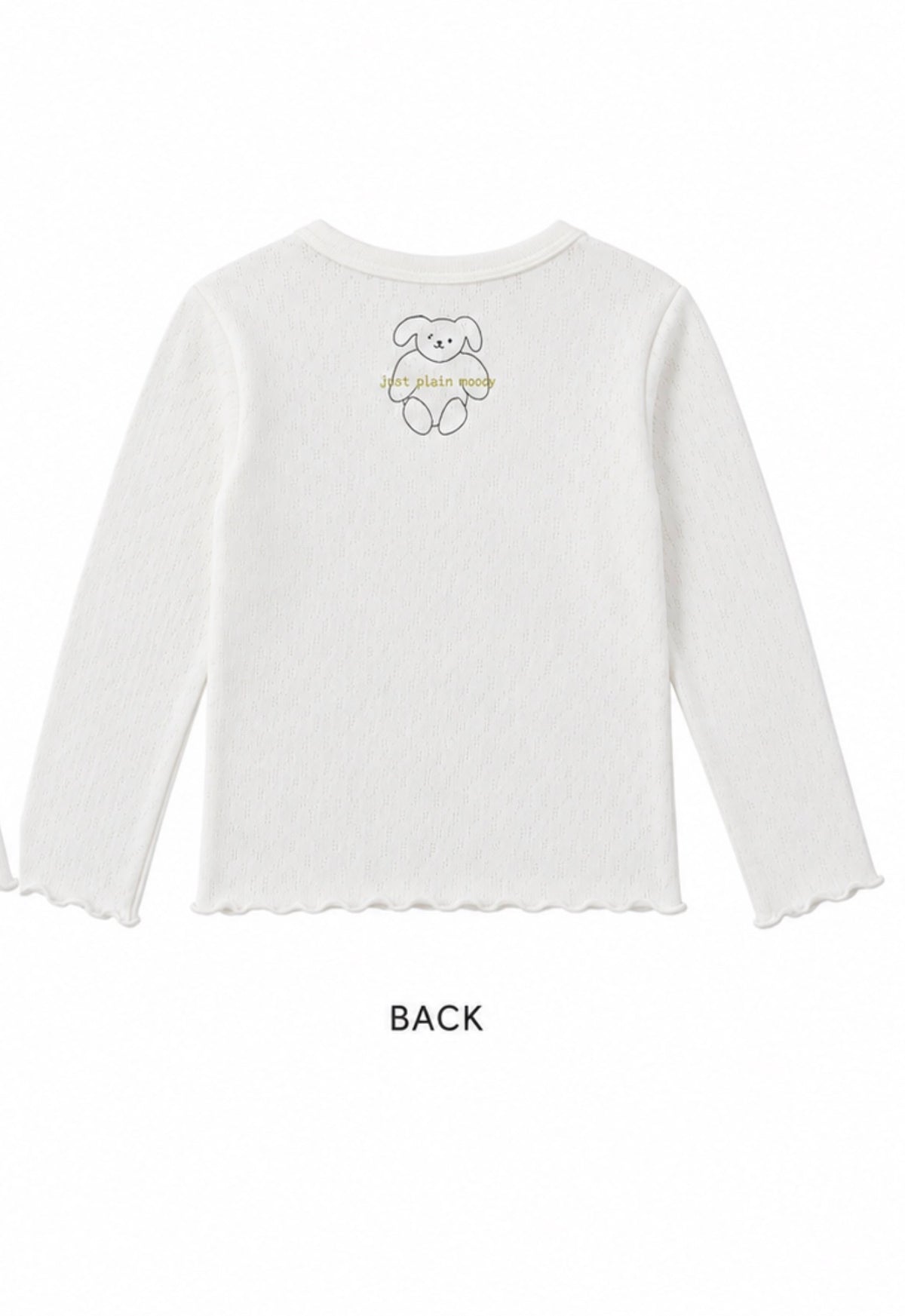 Korean Kidswear Ruffle Hem Long Sleeve Ivory Top