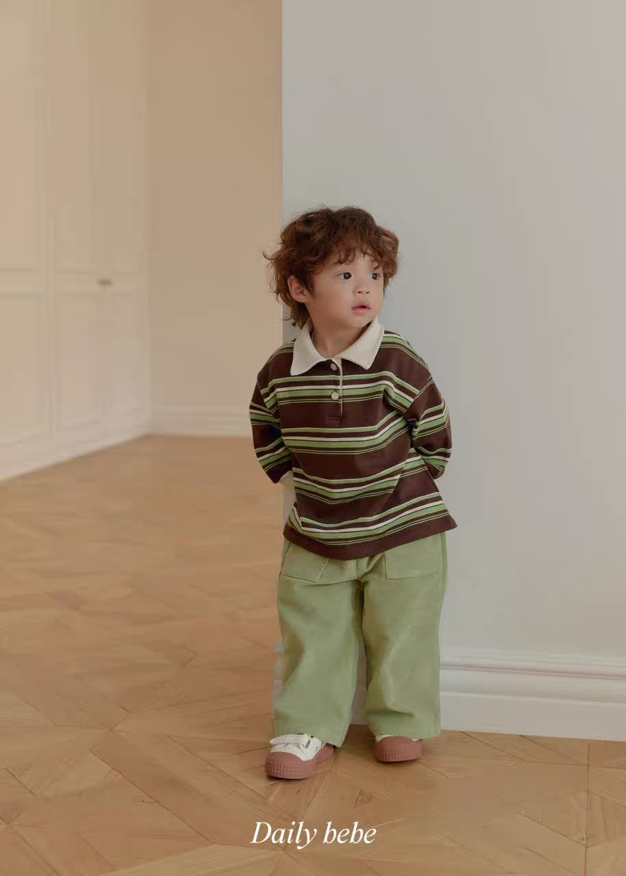 Korean Kidswear | DAILY BEBE Stripe Rugby Polo Top