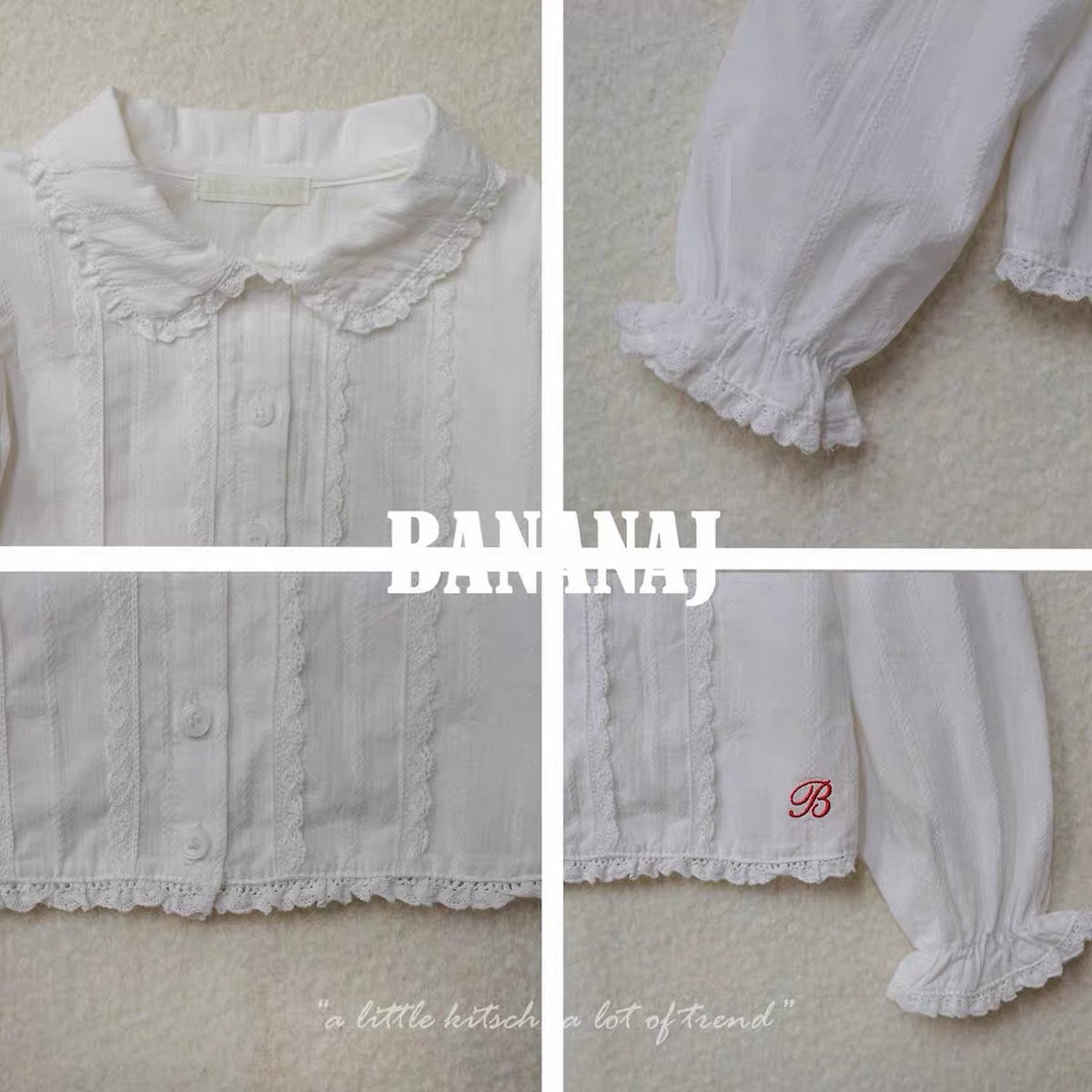 Lace Collar White Blouse alternate view 9 by Mini Kelly