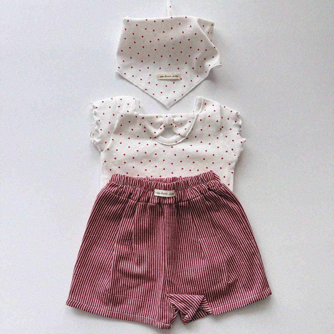 Korean Kidswear | Heart Print Flutter Sleeve Tee