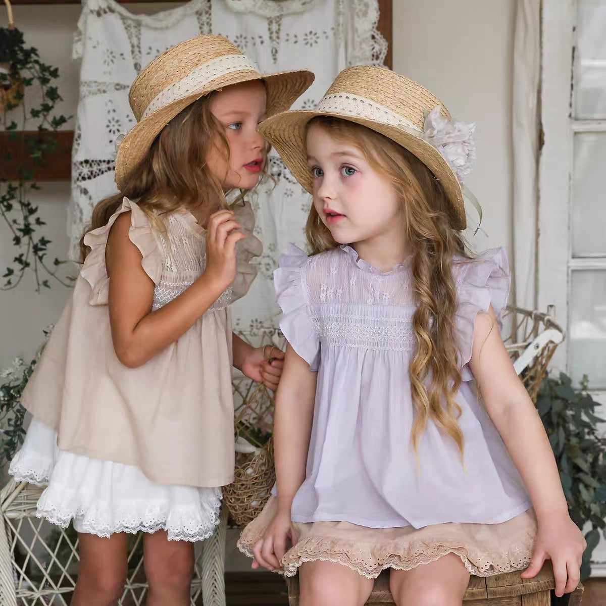 Korean Kidswear | Classic Smocked Ruffle Purple Top