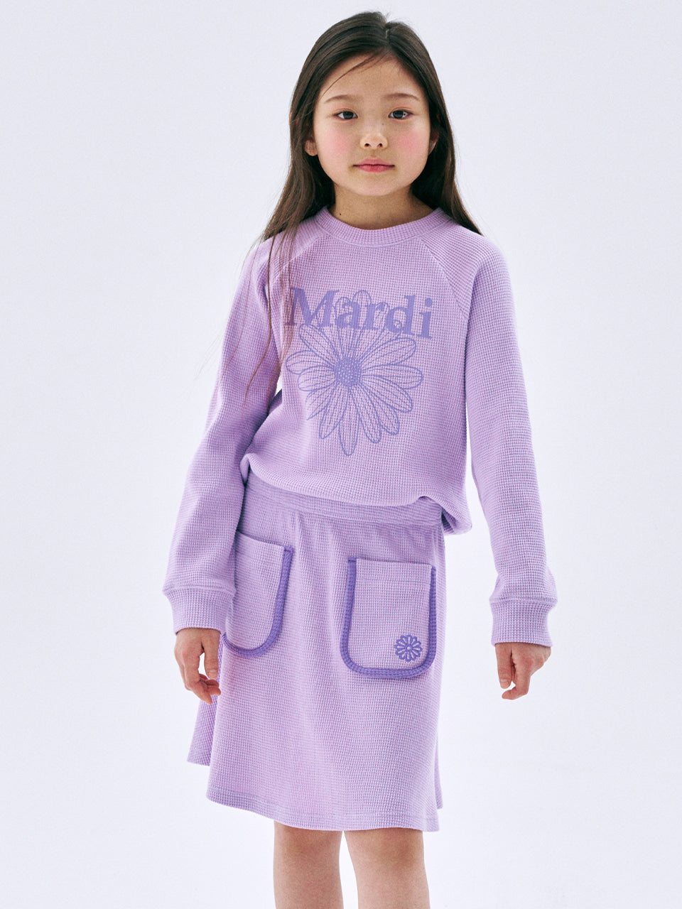 Mardi Mercredi Kids Waffle Skirt – Purple alternate view 3 by Mini Kelly