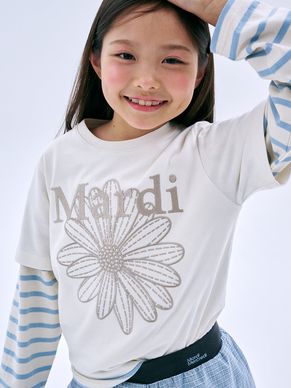 Mardi Mercredi Kids TSHIRT FlowerMardi NEEDLEWORK_CREAM BEIGE Tshirt