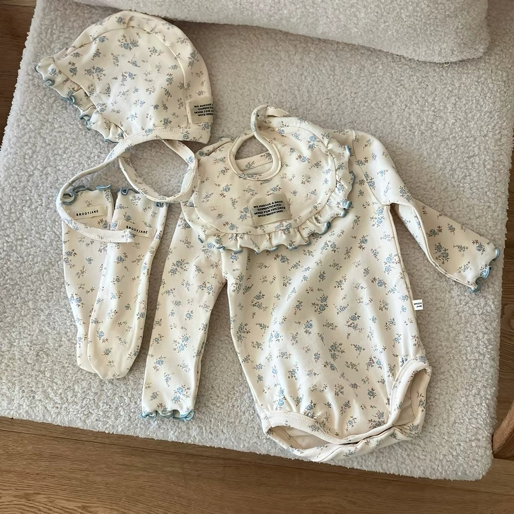 Korean Kidswear | Brody Jane Blue Floral Baby 4-Piece Set