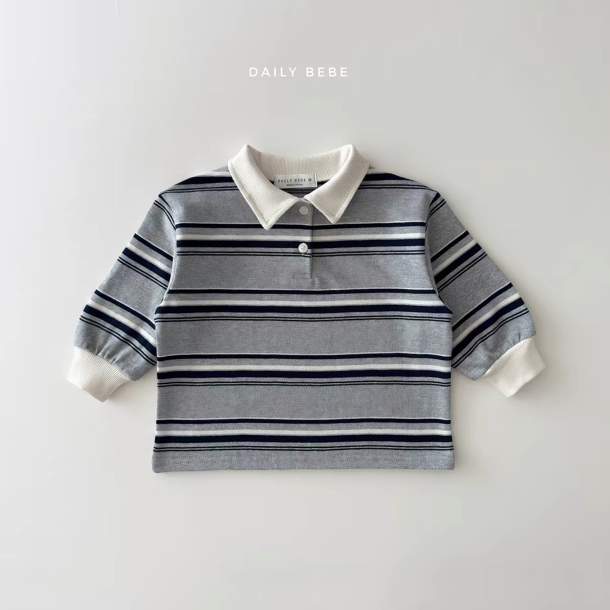 Korean Kidswear | DAILY BEBE Stripe Rugby Polo Top