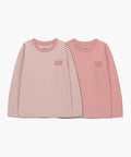 Marithe KIDS DOODLE CLASSIC LOGO SOLID&STRIPE LONG SLEEVE Top (2PACK) coral pink