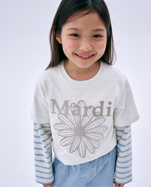 Mardi Mercredi Kids TSHIRT FlowerMardi NEEDLEWORK_CREAM BEIGE Tshirt