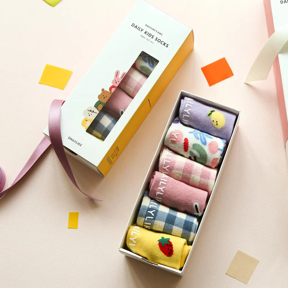 Korean Kidswear | Colorful Pattern Kids Socks 6-Pack Gift Set